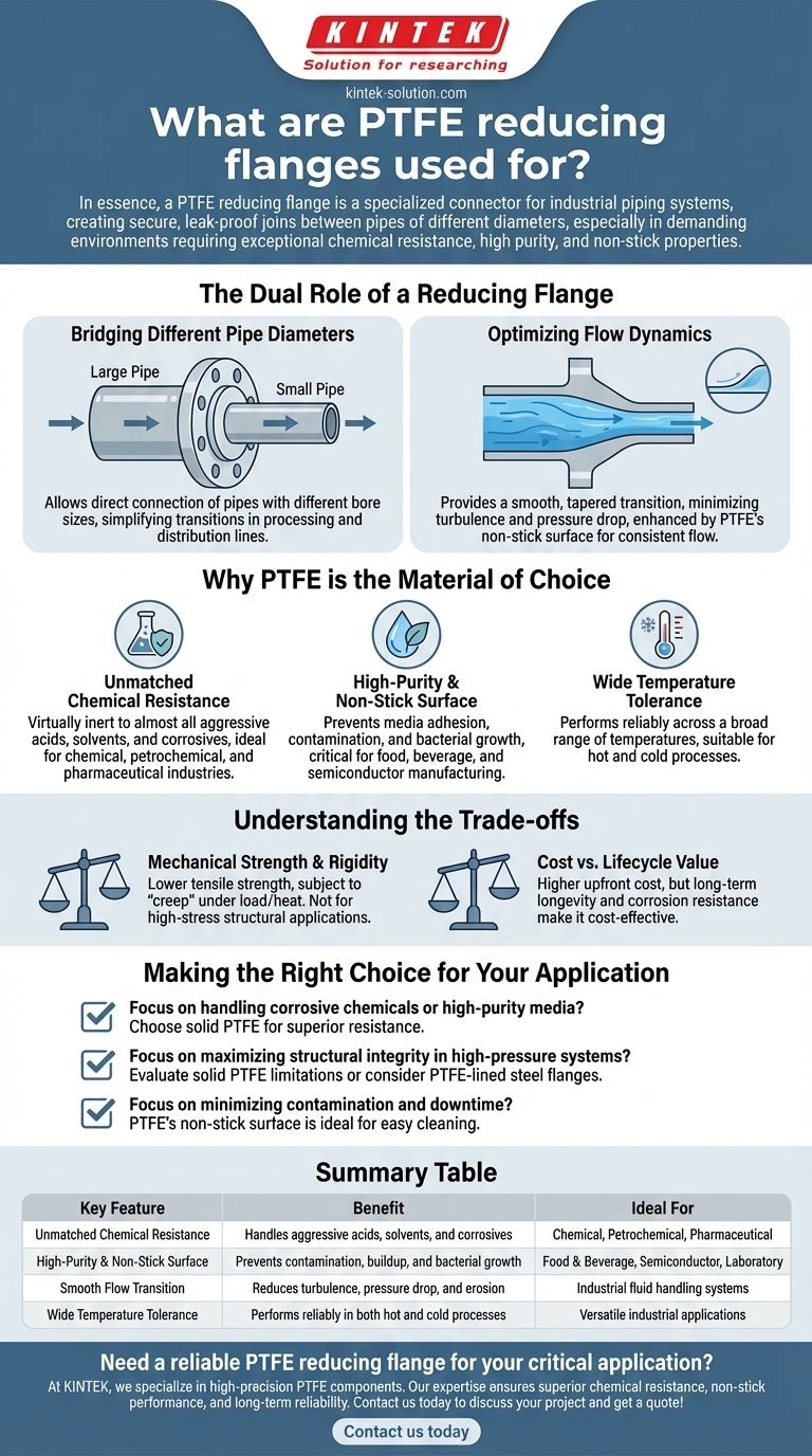 Para que são usadas as flanges redutoras de PTFE? Conecte tubos de tamanhos diferentes com resistência química superior Guia Visual