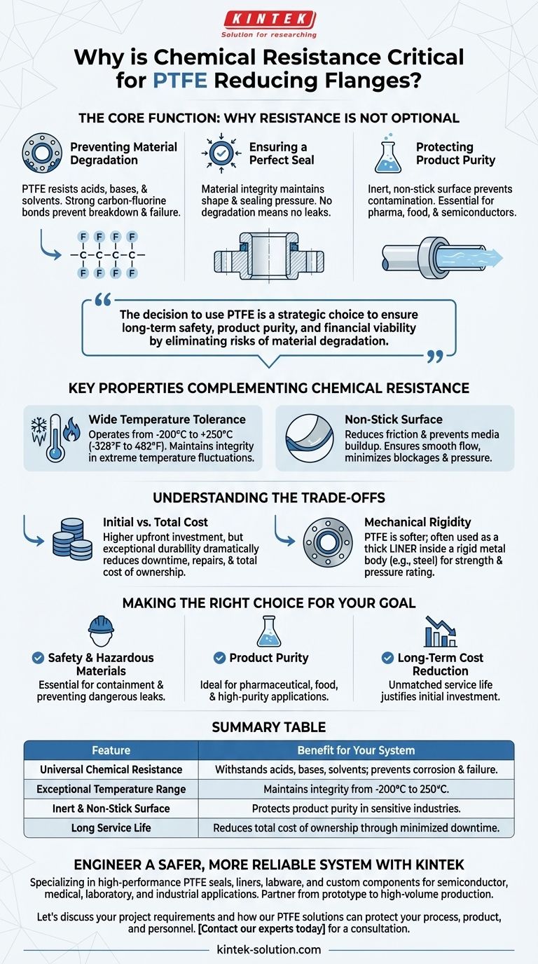 لماذا تعتبر المقاومة الكيميائية ميزة مهمة في شفة التخفيض المصنوعة من PTFE؟ ضمان السلامة والنقاء دليل مرئي