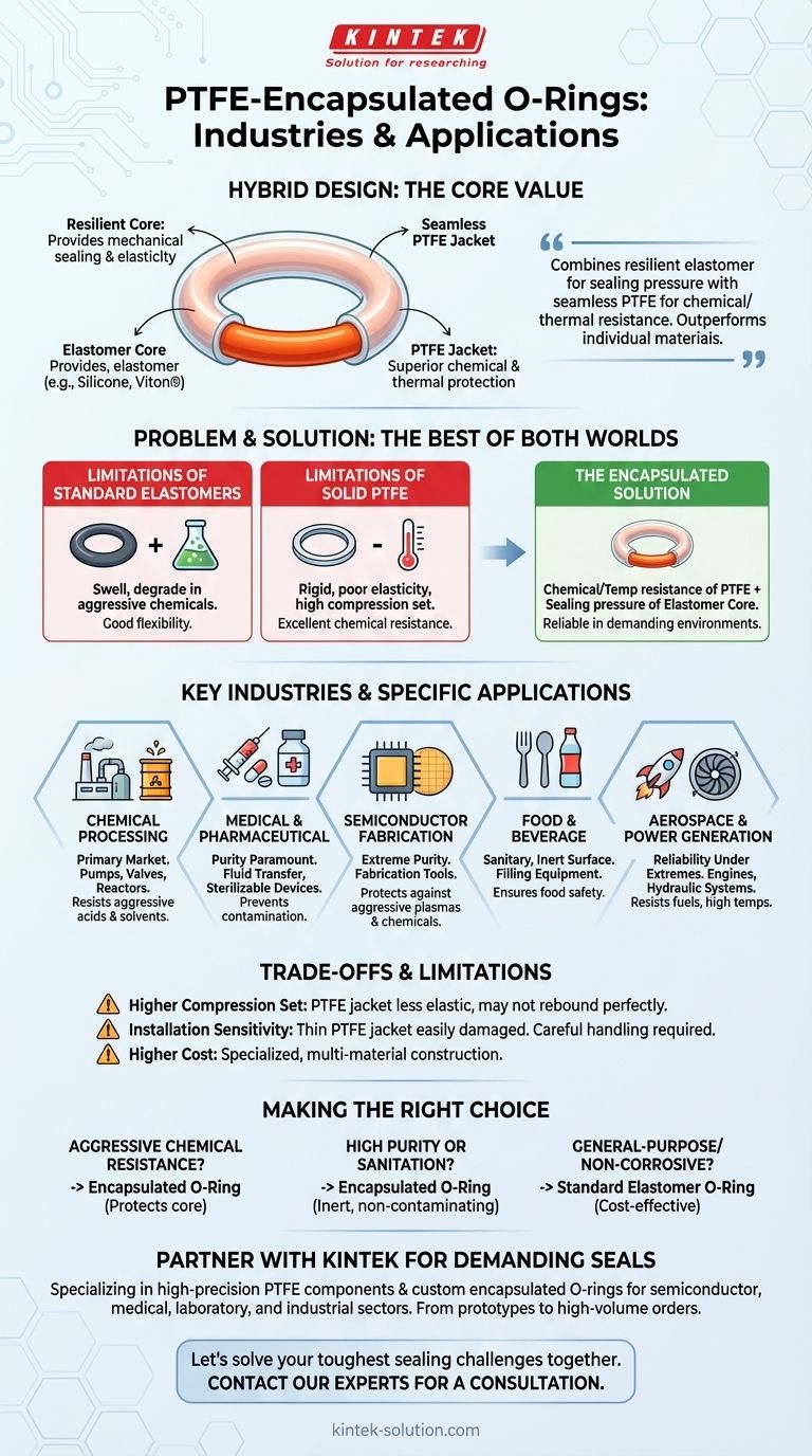 What industries commonly use PTFE-encapsulated O-rings? Ensure Reliability in Demanding Applications Visual Guide