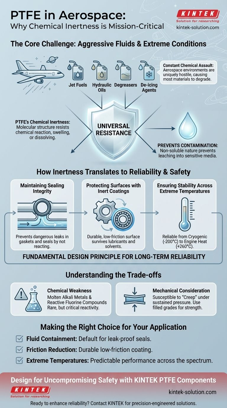 Por que a inércia química do PTFE é importante para aplicações aeroespaciais? Garantindo Segurança e Confiabilidade em Ambientes Exigentes Guia Visual