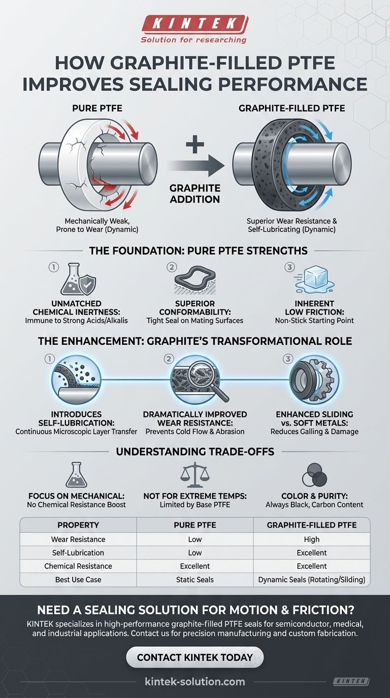 ¿Cómo mejora el PTFE relleno de grafito el rendimiento del sellado? Mejora la resistencia al desgaste y la autolubricación Guía Visual