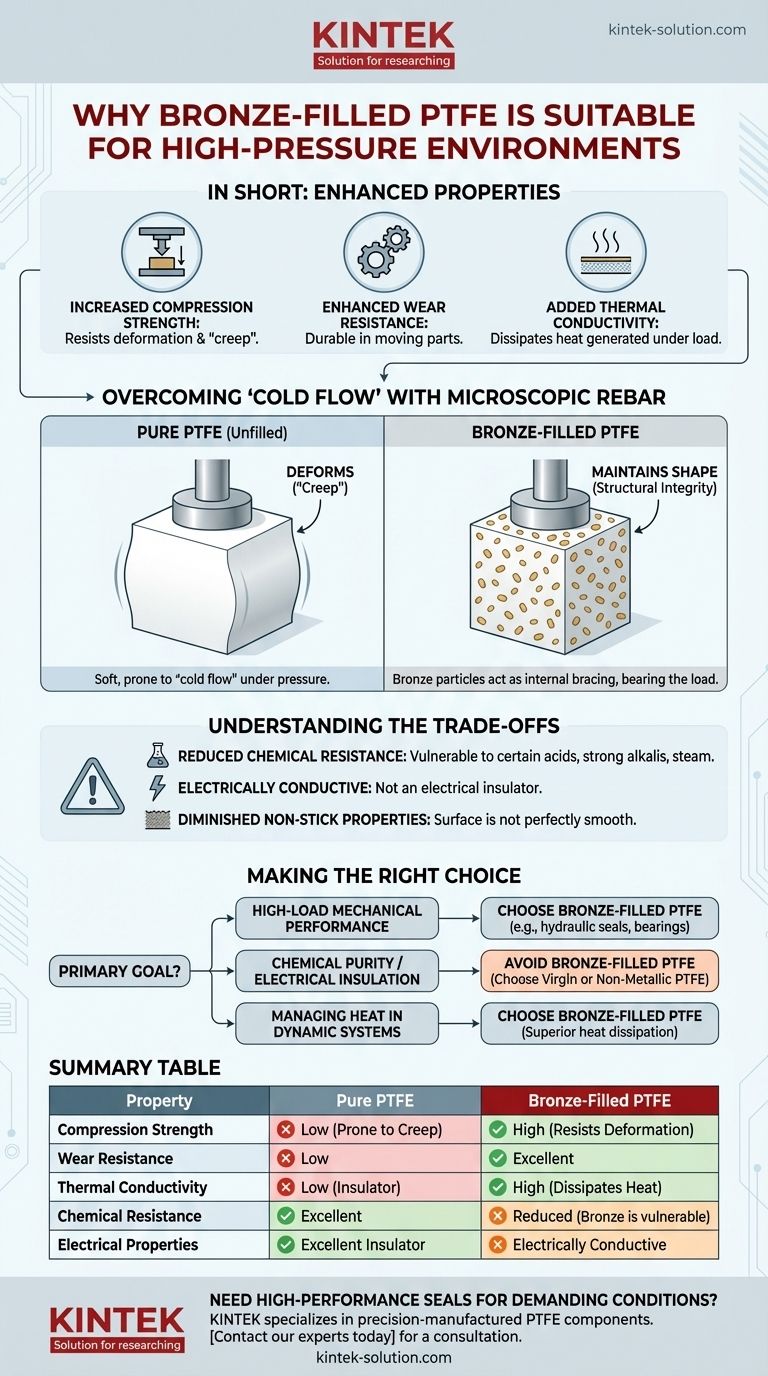 Почему PTFE с бронзовым наполнителем подходит для сред с высоким давлением? Обеспечьте превосходную прочность и долговечность Визуальное руководство