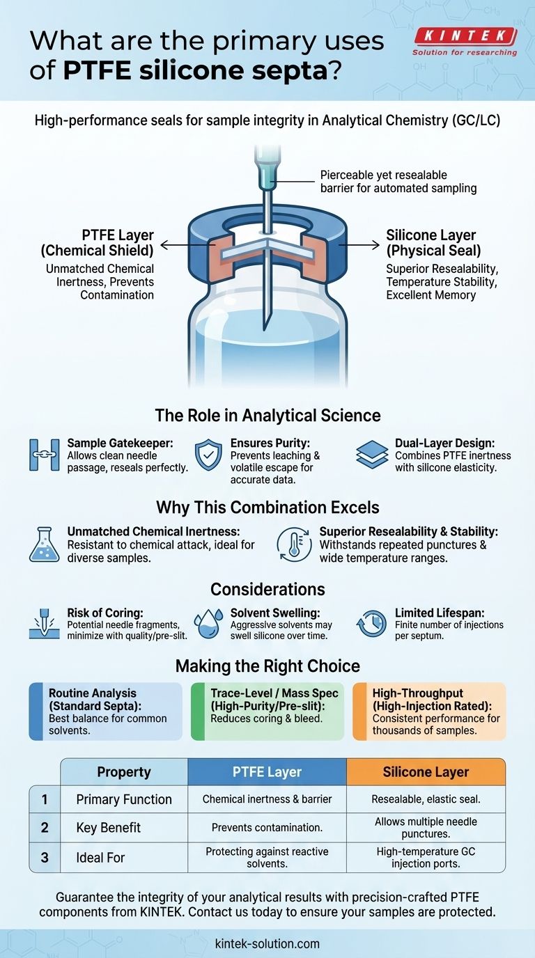 Каковы основные области применения септ из ПТФЭ/силикона? Обеспечение целостности образца при анализе ГХ/ВЭЖХ Визуальное руководство