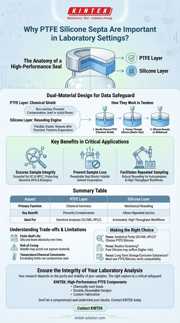Por que os septos de silicone PTFE são importantes em ambientes de laboratório? Essenciais para a Integridade e Precisão da Amostra Guia Visual