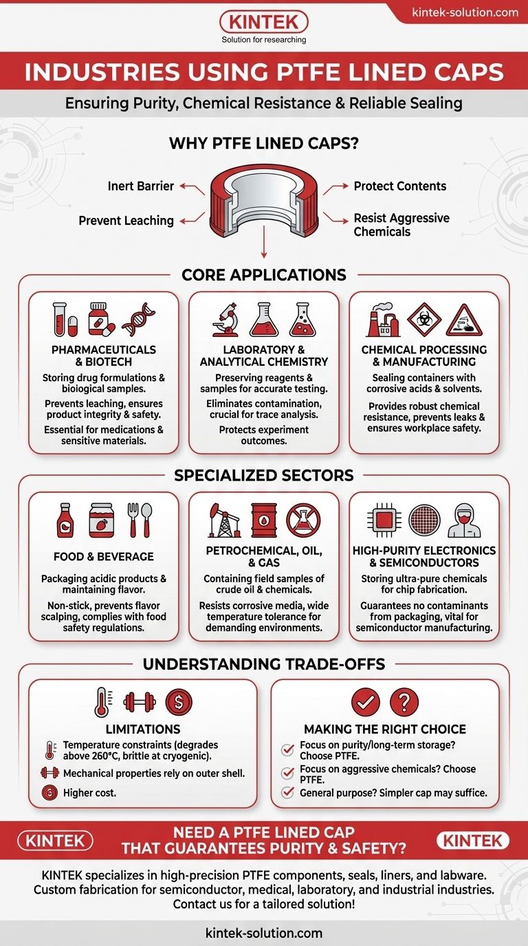 Dans quels secteurs les bouchons doublés en PTFE sont-ils couramment utilisés ? Assurer la pureté du produit et la résistance chimique Guide Visuel