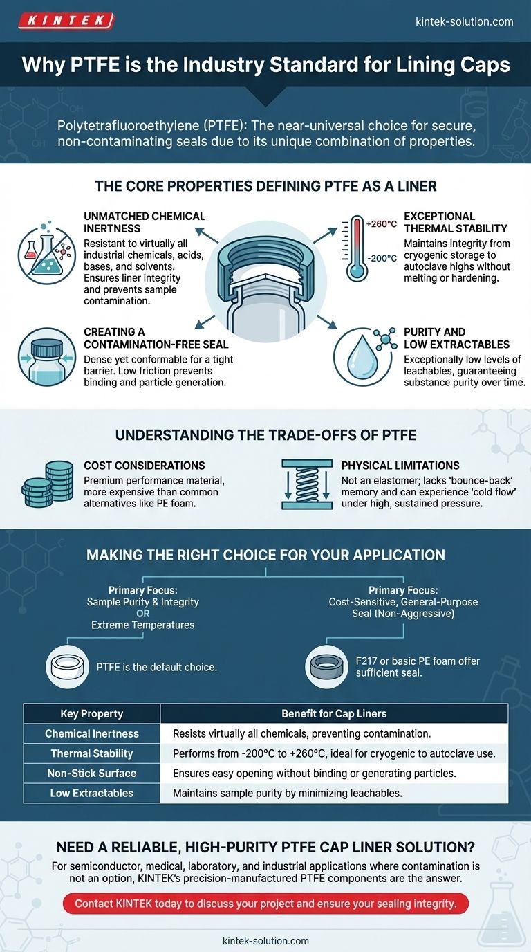 Por que o PTFE é considerado um padrão da indústria para revestimentos de tampas? Vedação Superior e Pureza para Aplicações Críticas Guia Visual