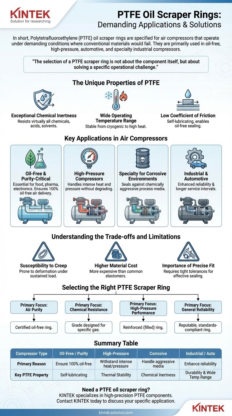 In what types of air compressors are PTFE oil scraper rings commonly used? A Guide to High-Performance Sealing Visual Guide