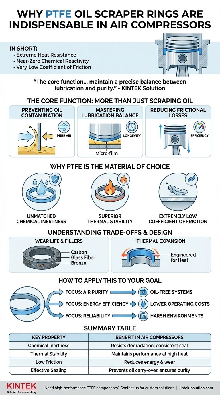 Por que os anéis raspadores de óleo de PTFE são indispensáveis em compressores de ar? Alcance um Ar Puro, Eficiente e Confiável Guia Visual