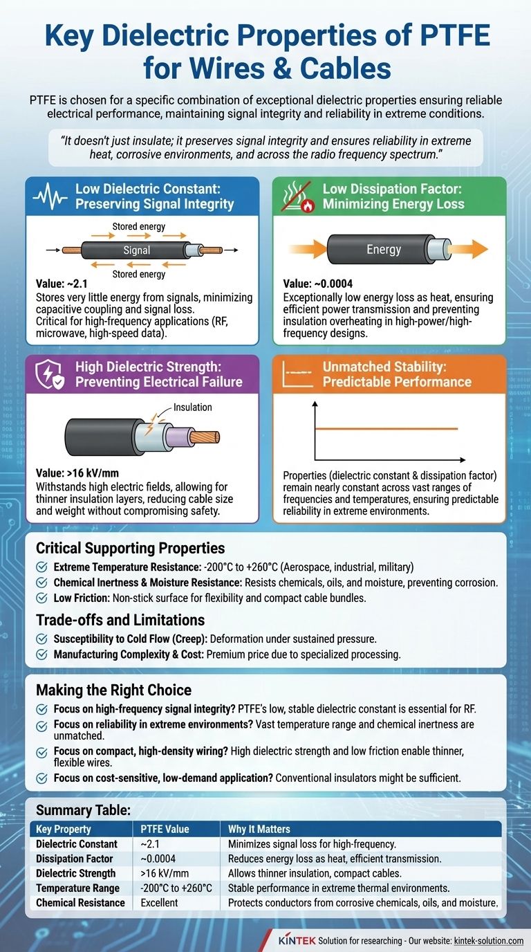 What are the key dielectric properties of PTFE that make it suitable for wires and cables? Ensuring Signal Integrity in Extreme Conditions Visual Guide