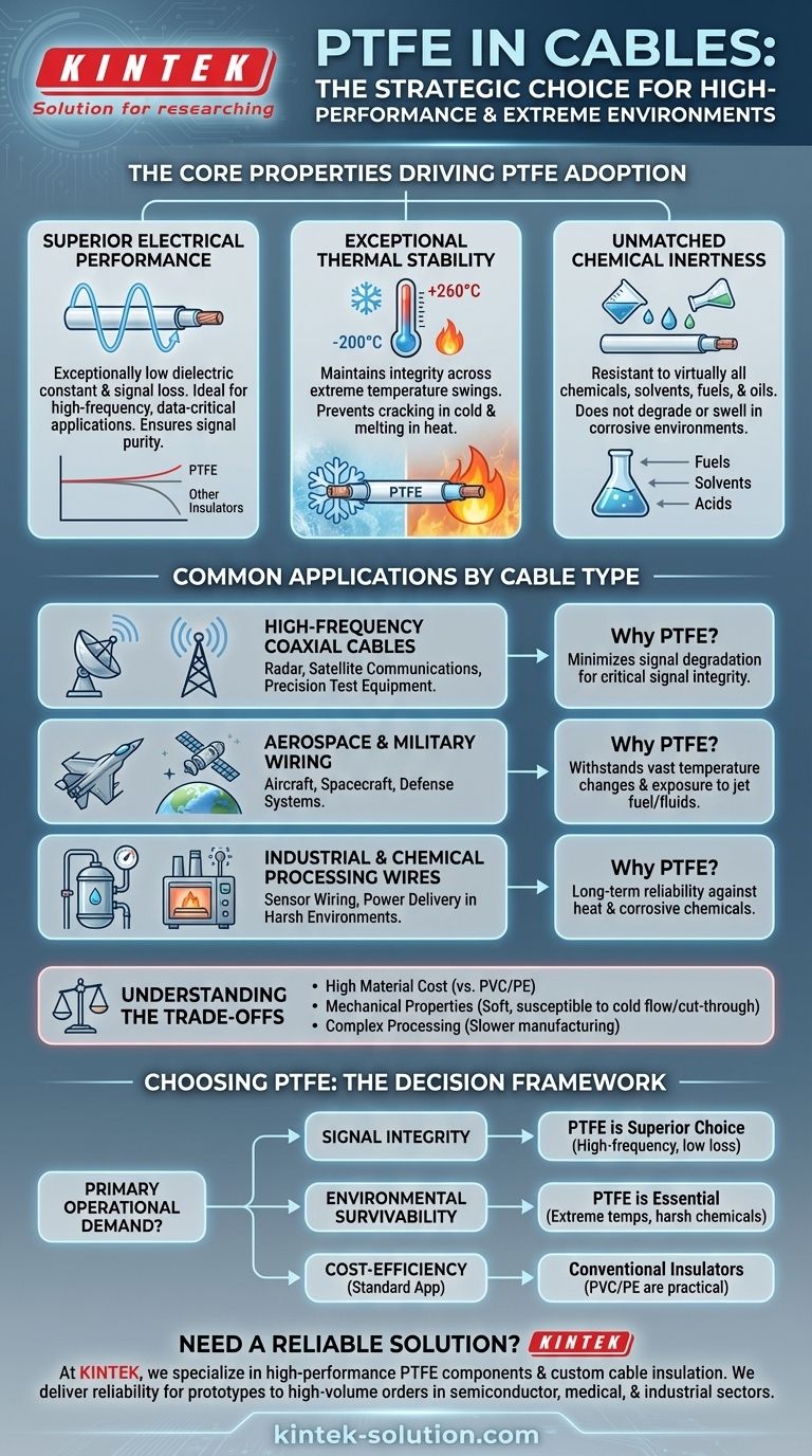 Em que tipos de cabos o PTFE é comumente usado? Para Aplicações de Alto Desempenho Guia Visual