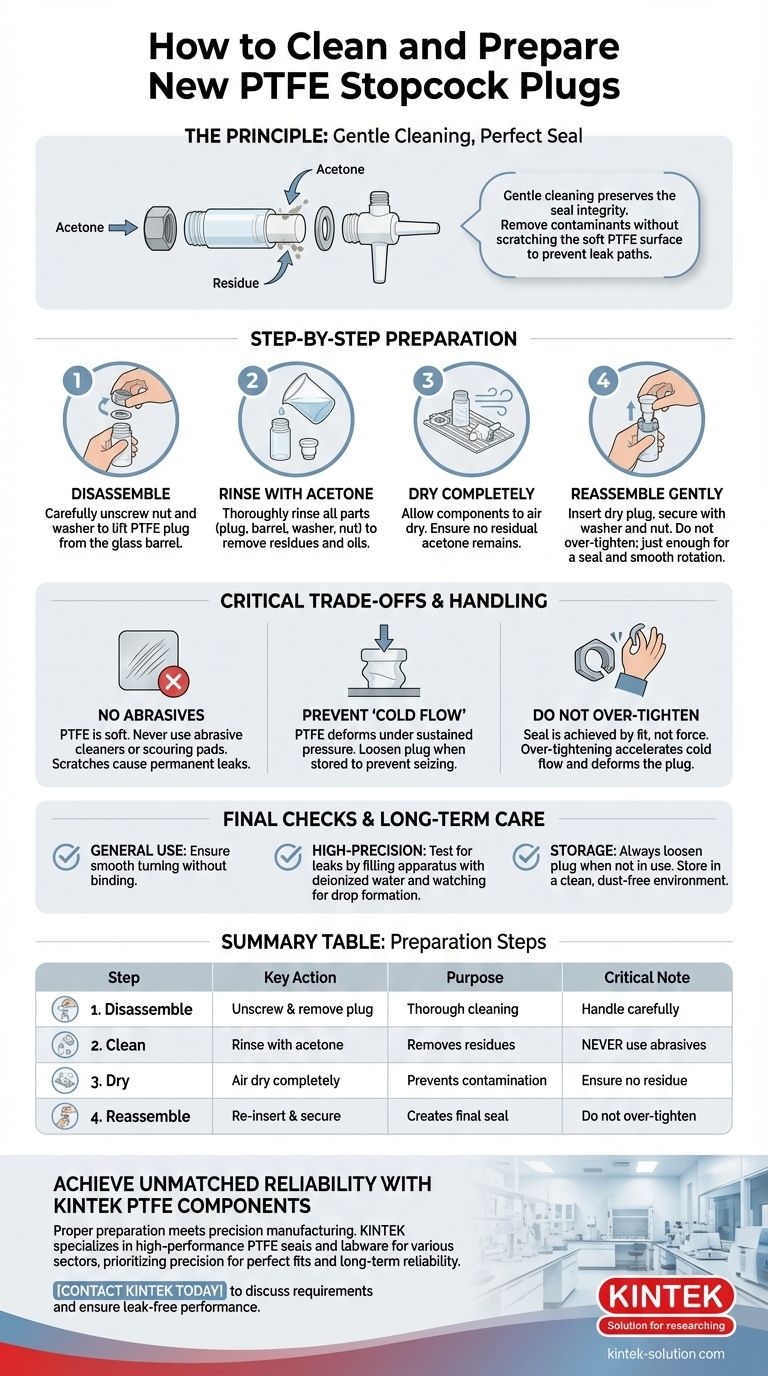 Come devono essere puliti e preparati per l'uso i nuovi rubinetti a spina in PTFE? Garantire una tenuta perfetta e a prova di perdite Guida Visiva