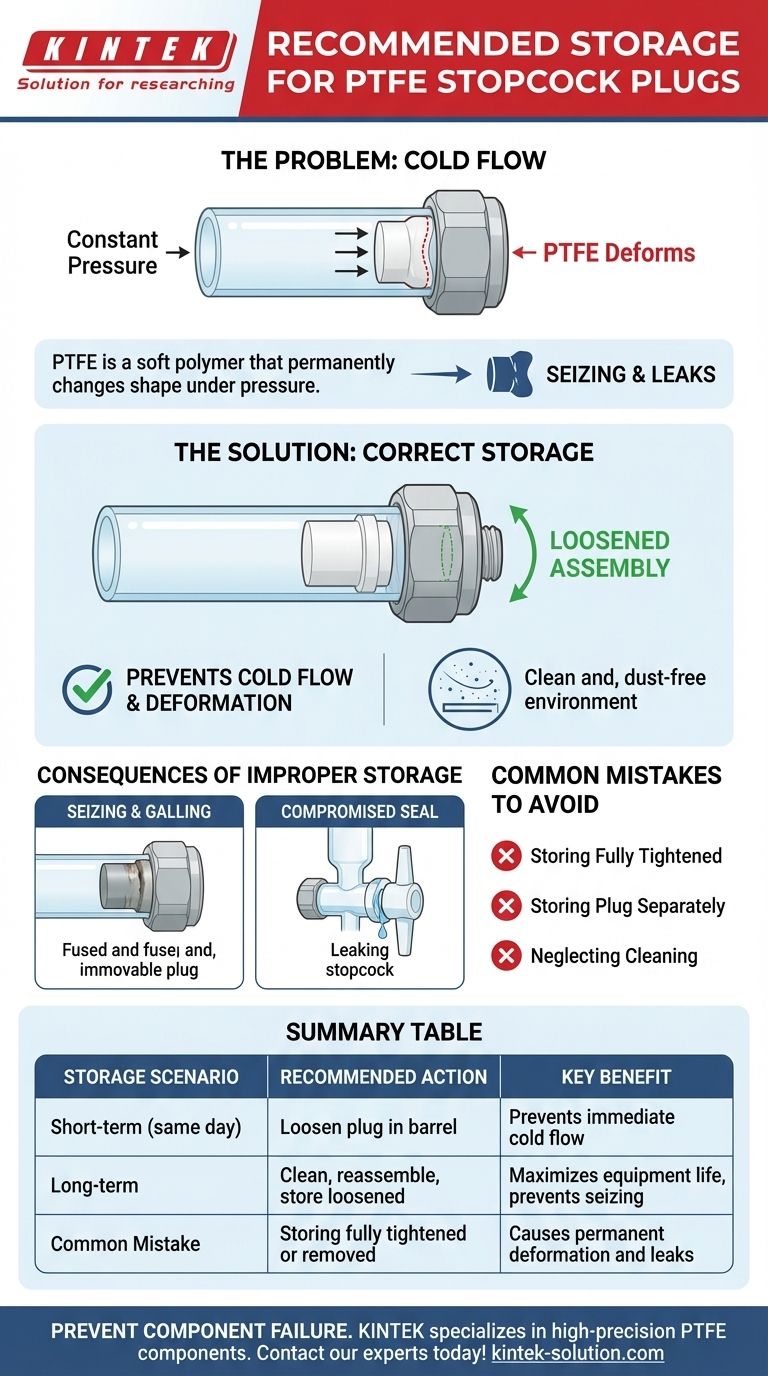 在不使用时，推荐的PTFE活塞塞的储存方法是什么？防止卡死和泄漏 图解指南