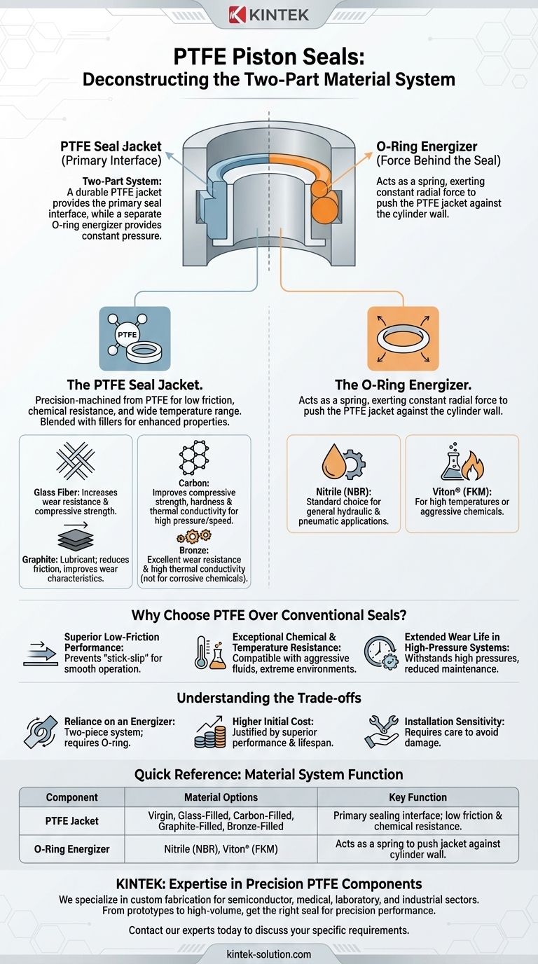 PTFEピストンシールにはどのような材料が使用されていますか？優れた性能を実現する二部構成システムのガイド ビジュアルガイド