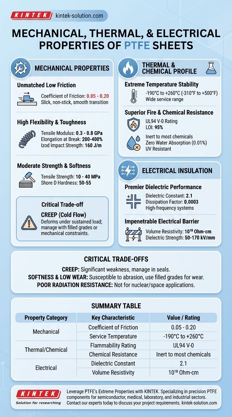 ما هي الخصائص الميكانيكية والحرارية والكهربائية لألواح PTFE؟ الدليل الشامل للأداء دليل مرئي