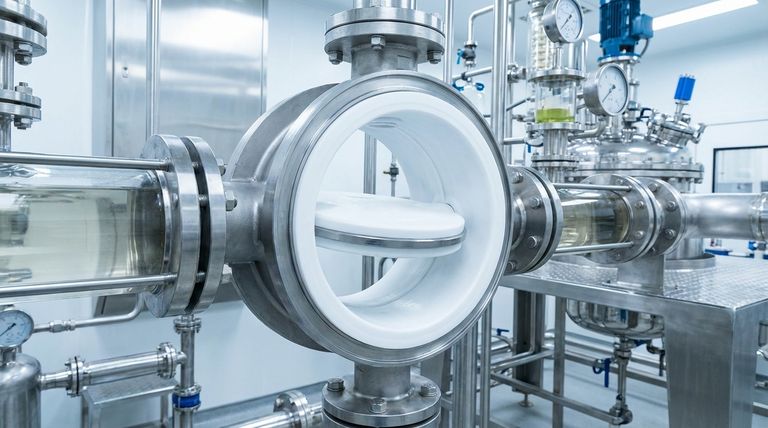 Каков принцип работы футерованного PTFE затвора-бабочки? Разработан для контроля агрессивных сред и сред высокой чистоты.