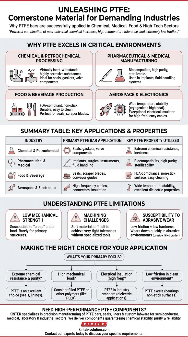 您能提供聚四氟乙烯（PTFE）棒材成功应用的行业示例吗？探索关键应用 图解指南