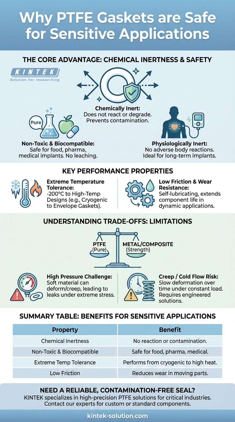 Por que as gaxetas de PTFE são consideradas seguras para aplicações sensíveis? Garanta Pureza e Confiabilidade Guia Visual
