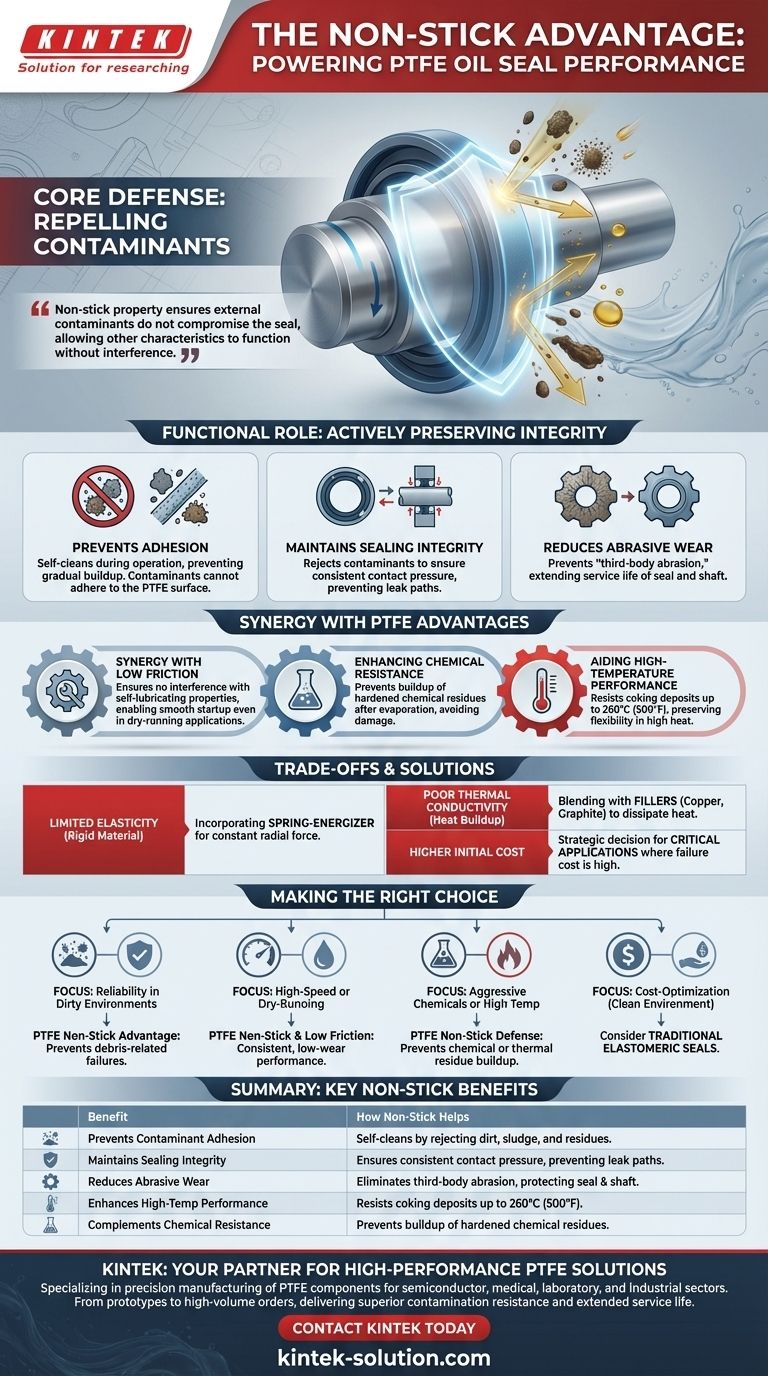 In che modo le proprietà antiaderenti dei paraolio in PTFE contribuiscono alle loro prestazioni? Garantire l'affidabilità a lungo termine in condizioni difficili Guida Visiva