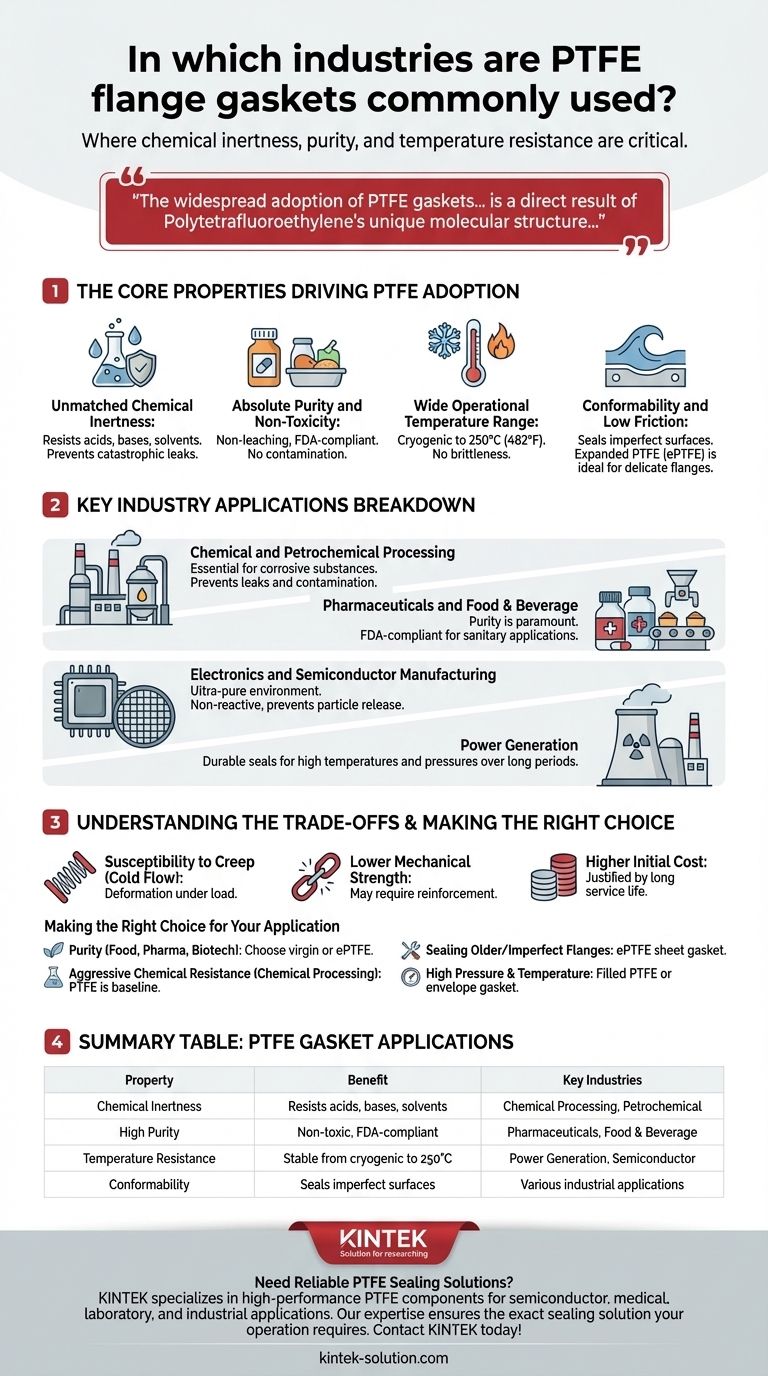 Em que indústrias as juntas de flange de PTFE são comumente usadas? Soluções de Vedação Essenciais para Aplicações Exigentes Guia Visual
