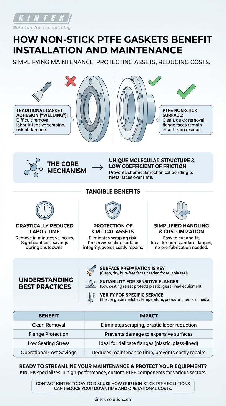 كيف تفيد المادة غير اللاصقة لحشوات شفة PTFE التركيب والصيانة؟ خفض التكاليف ووقت التوقف عن العمل دليل مرئي