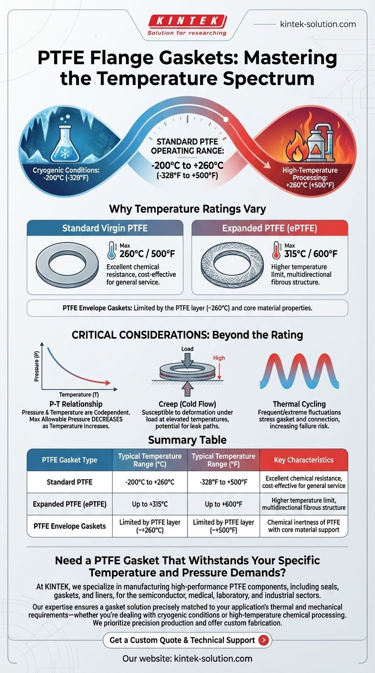 Qual faixa de temperatura as gaxetas de flange de PTFE podem suportar? De criogênico -200°C a alta temperatura +260°C Guia Visual