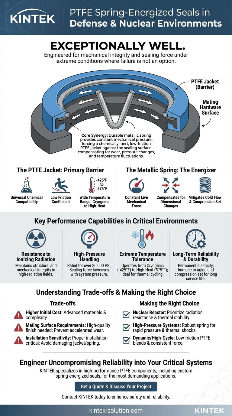 방위 및 핵 환경에서 PTFE 스프링 장입 씰은 어떻게 성능을 발휘합니까? 극도의 신뢰성을 위해 설계되었습니다. 시각적 가이드