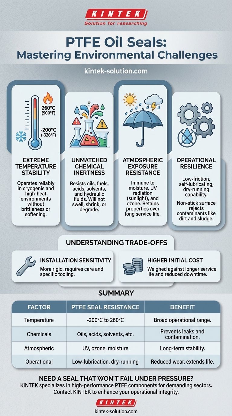 What environmental factors can PTFE oil seals resist? Unmatched Resistance for Extreme Conditions Visual Guide