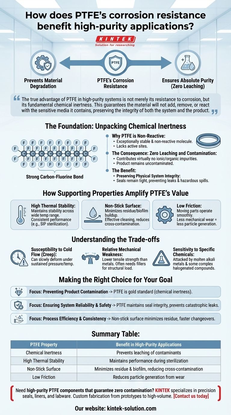 PTFEの耐食性は、高純度用途にどのように役立ちますか？汚染ゼロとシステム完全性の確保 ビジュアルガイド