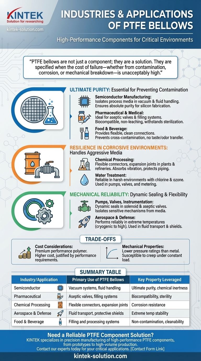 In what industries or applications are PTFE bellows commonly used? Essential for Purity and Corrosion Resistance Visual Guide