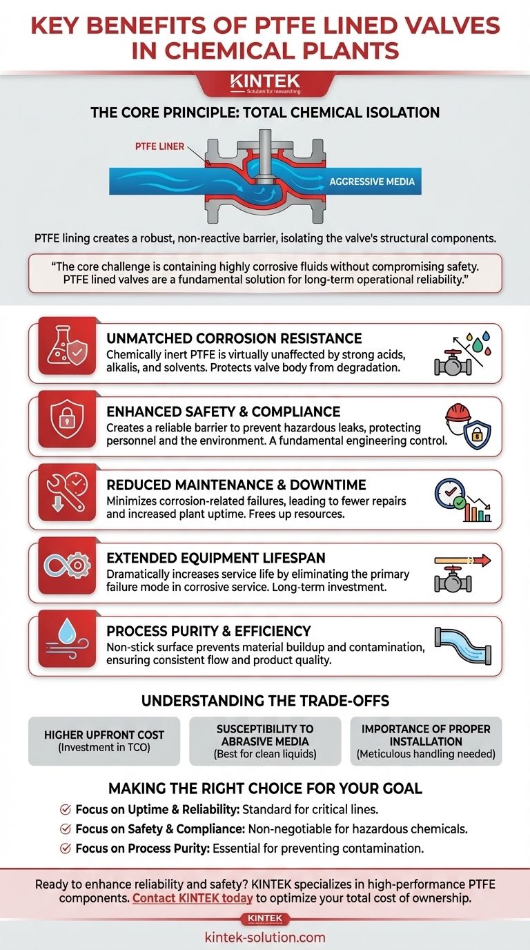 Quais são os principais benefícios de usar válvulas revestidas com PTFE em plantas químicas? Aumente a Segurança e Reduza Custos Guia Visual
