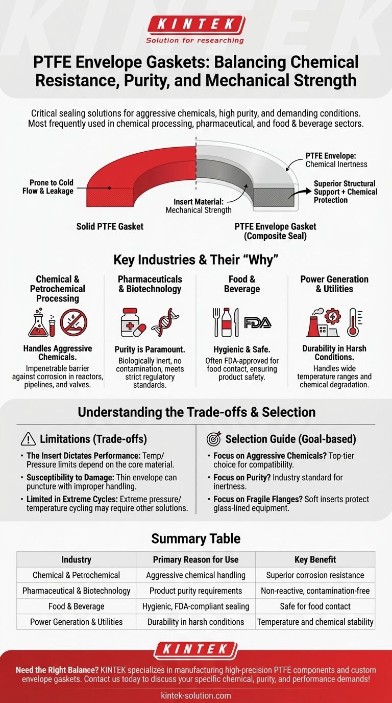 Which industries commonly use PTFE envelope gaskets? Critical Seals for Chemical & Hygienic Processes Visual Guide