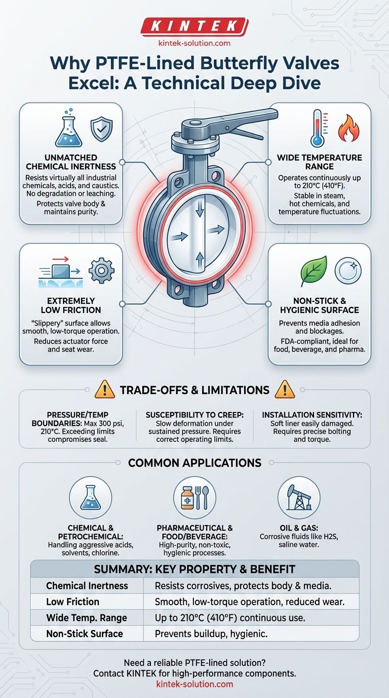 Что делает ПТФЭ подходящим для футеровки дисковых затворов? Раскройте превосходную коррозионную стойкость и чистоту Визуальное руководство