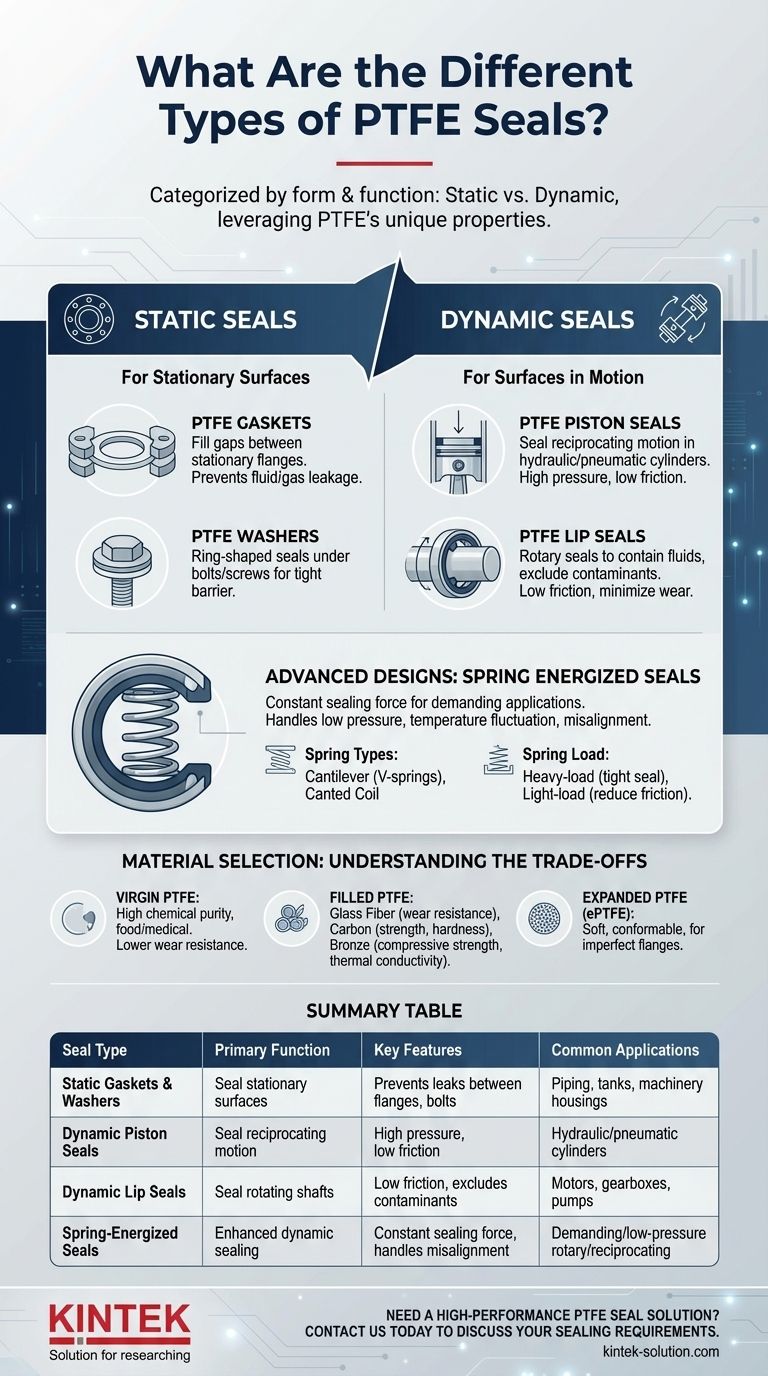 Quais são os diferentes tipos de vedações de PTFE? Escolha a vedação certa para sua aplicação Guia Visual