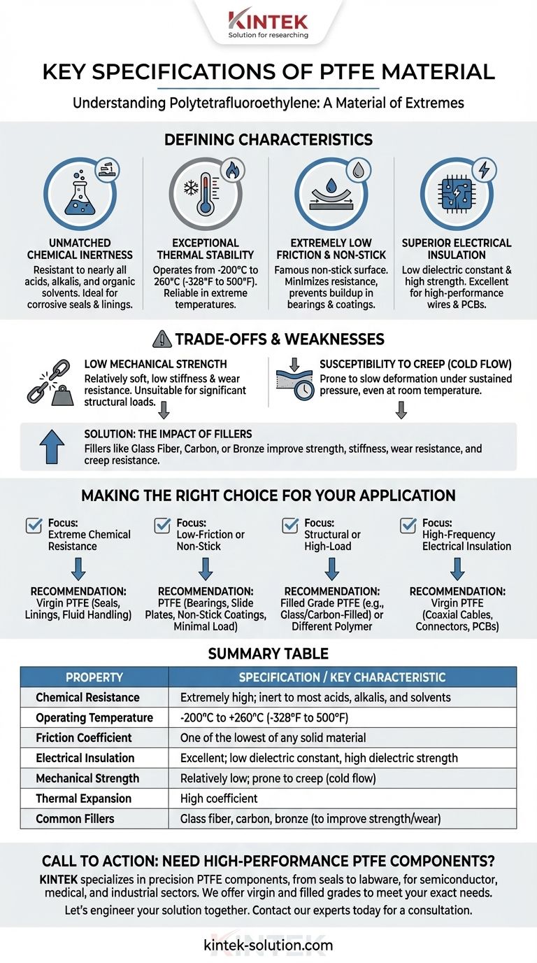 Quali sono le specifiche chiave del materiale PTFE? Sblocca le sue prestazioni estreme e i suoi limiti Guida Visiva