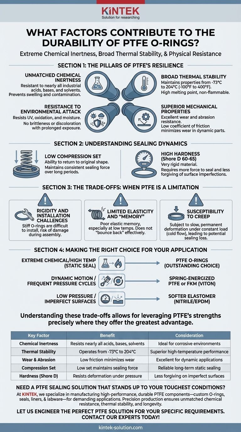 Quali fattori contribuiscono alla durabilità degli O-ring in PTFE? Massimizzare la durata della tenuta in ambienti difficili Guida Visiva