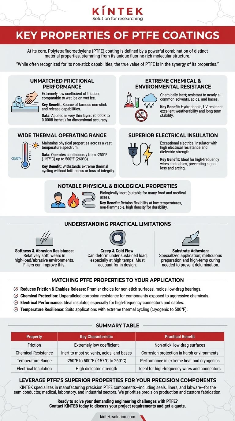 ما هي بعض الخصائص الرئيسية لطلاءات PTFE؟ إتقان مقاومة عدم الالتصاق والمواد الكيميائية والحرارية دليل مرئي