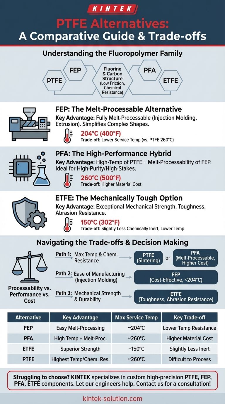 Quali sono alcune alternative al PTFE e come si confrontano? Una guida alla selezione dei fluoropolimeri Guida Visiva