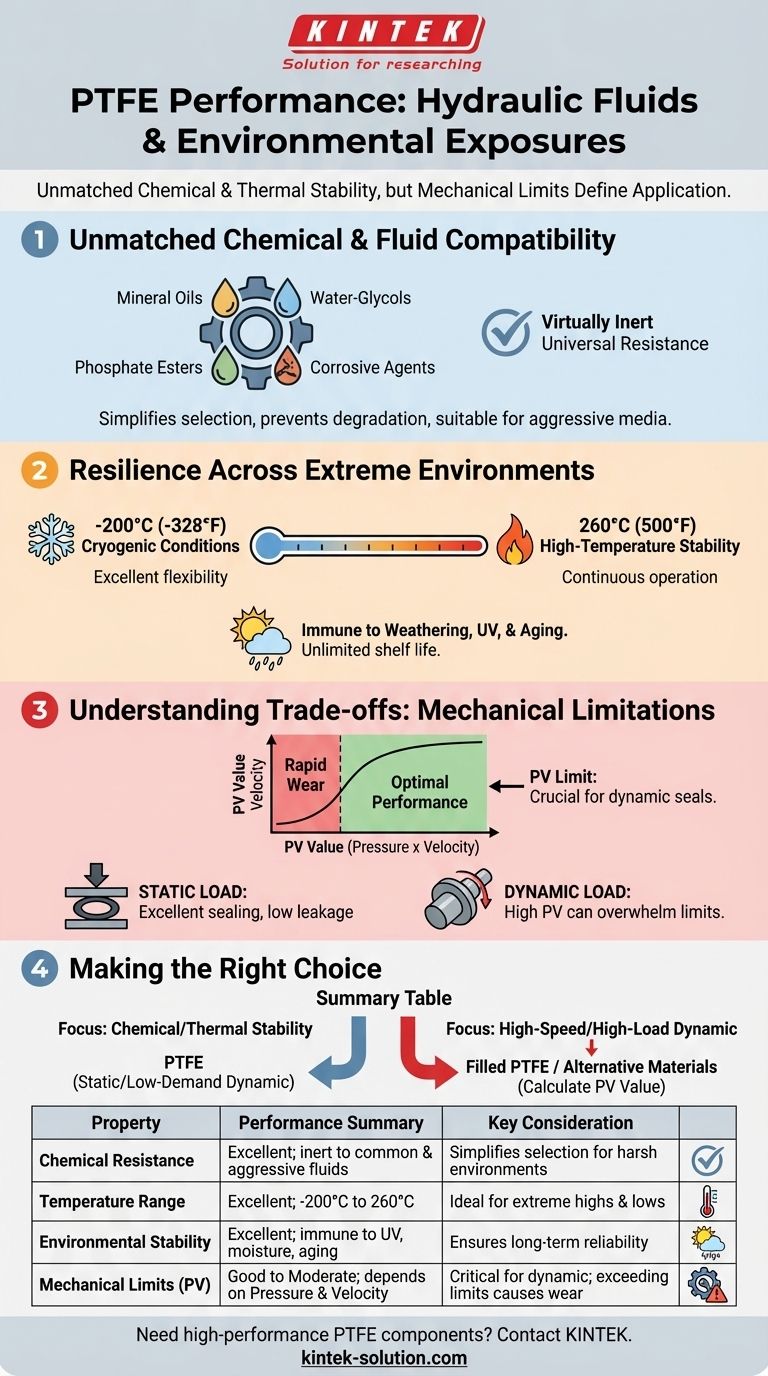 Come si comporta il PTFE con diversi fluidi idraulici ed esposizioni ambientali? Resilienza chimica e termica senza pari Guida Visiva