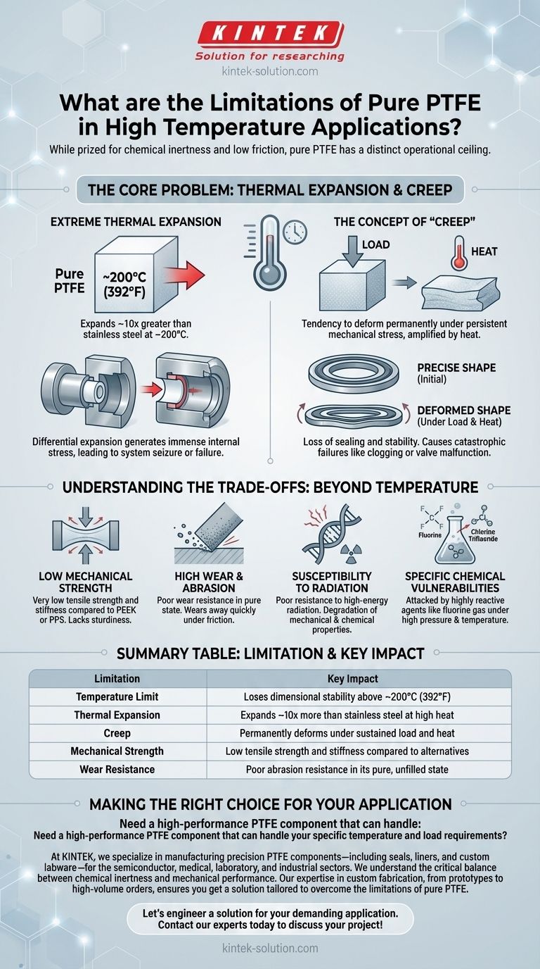 Quais são as limitações do PTFE puro em aplicações de alta temperatura? Entendendo o Teto de 200°C Guia Visual