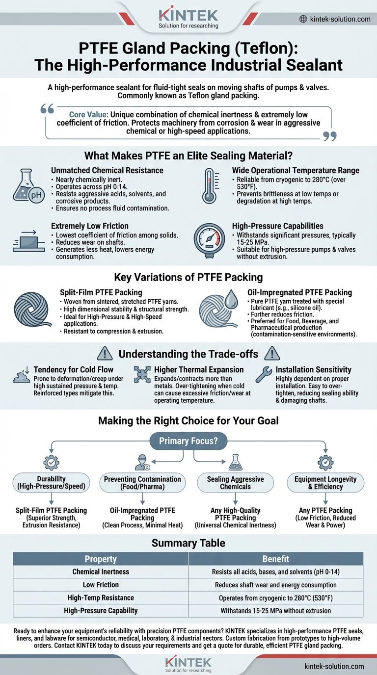 What is PTFE gland packing and what is it commonly known as? Discover Teflon's Superior Sealing Power Visual Guide