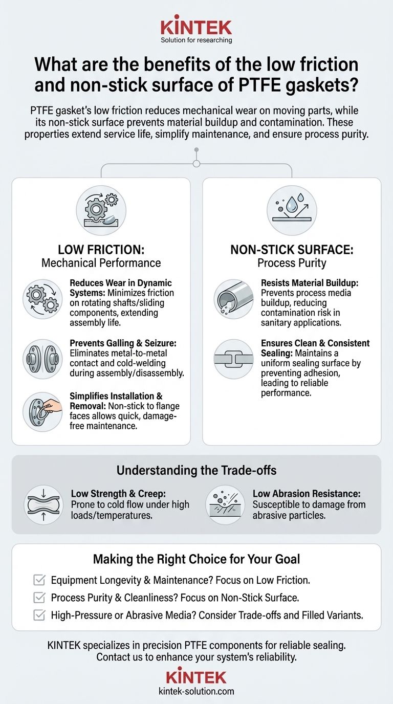 What are the benefits of the low friction and non-stick surface of PTFE gaskets? Enhance Equipment Life and Process Purity Visual Guide