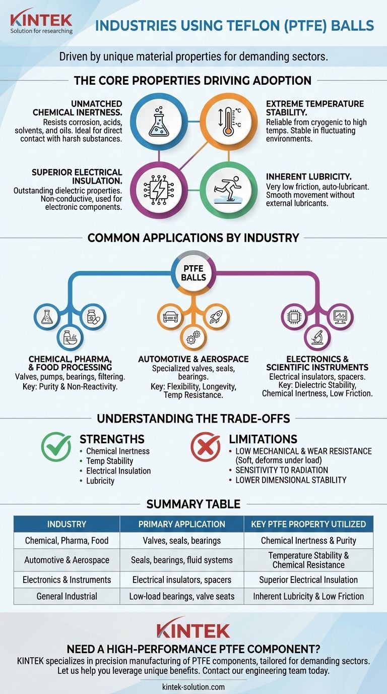 テフロン（PTFE）ボールは、どのような産業で一般的に使用されていますか？主な用途と利点 ビジュアルガイド