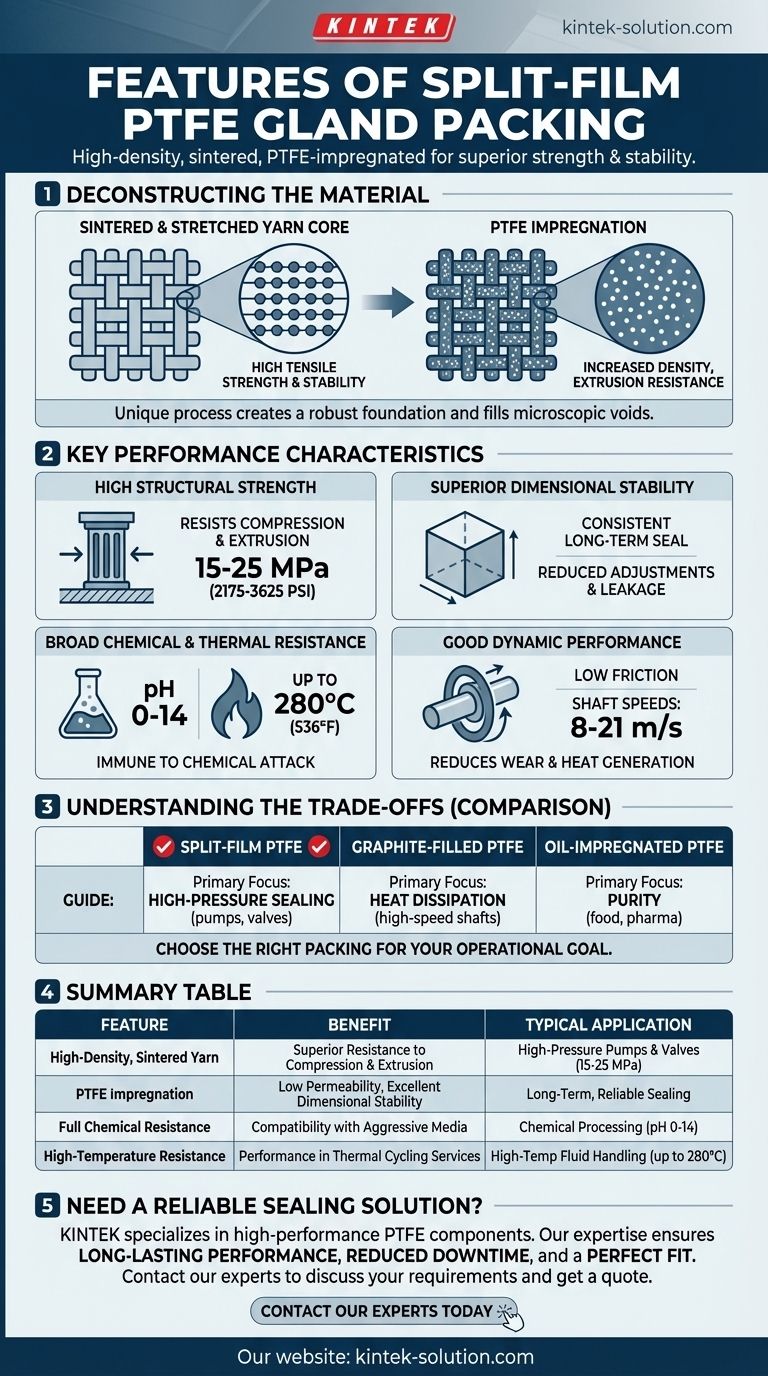 What are the features of split-film PTFE gland packing? A High-Pressure Sealing Solution Visual Guide