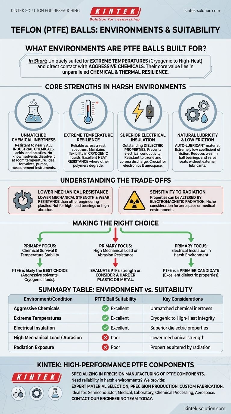 Per quali tipi di ambienti sono particolarmente adatte le sfere in Teflon (PTFE)? Ideali per condizioni chimiche e termiche estreme Guida Visiva