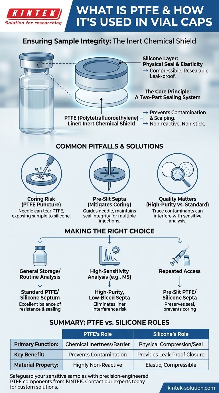 What is PTFE and how is it used in vial caps? Ensure Sample Purity with Inert Liner Technology Visual Guide