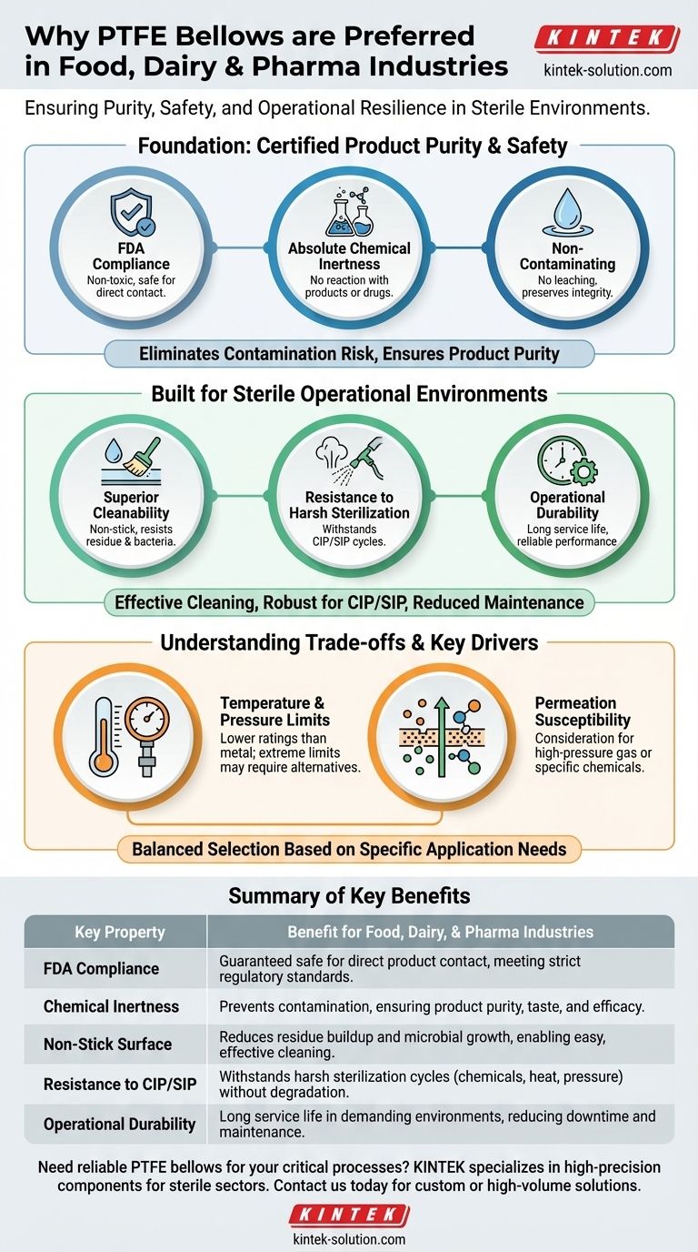 Why are PTFE bellows preferred in the food, dairy, and pharmaceutical industries? Ensure Uncompromising Product Purity and Safety Visual Guide