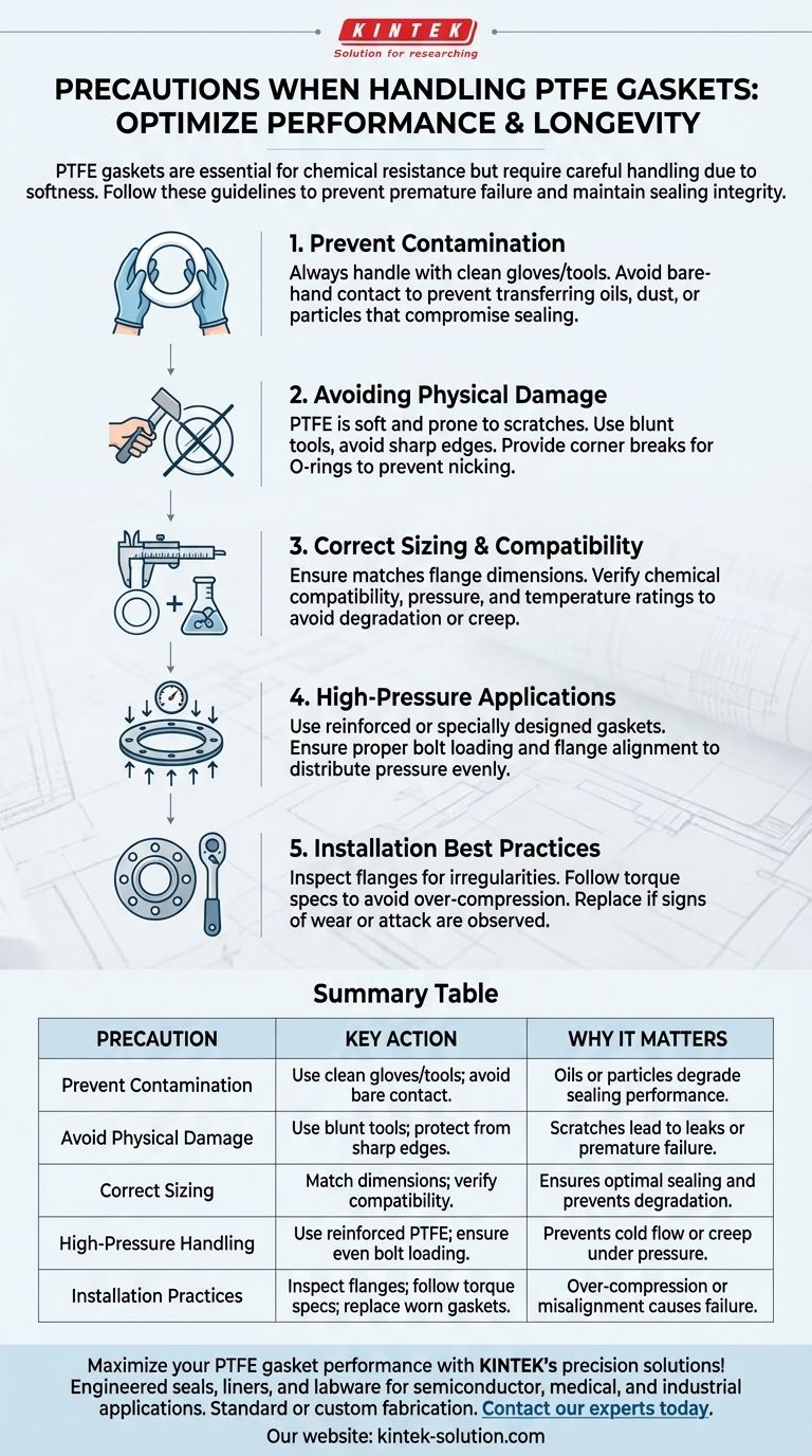 What precautions should be taken when handling PTFE gaskets? Ensure Longevity & Performance Visual Guide