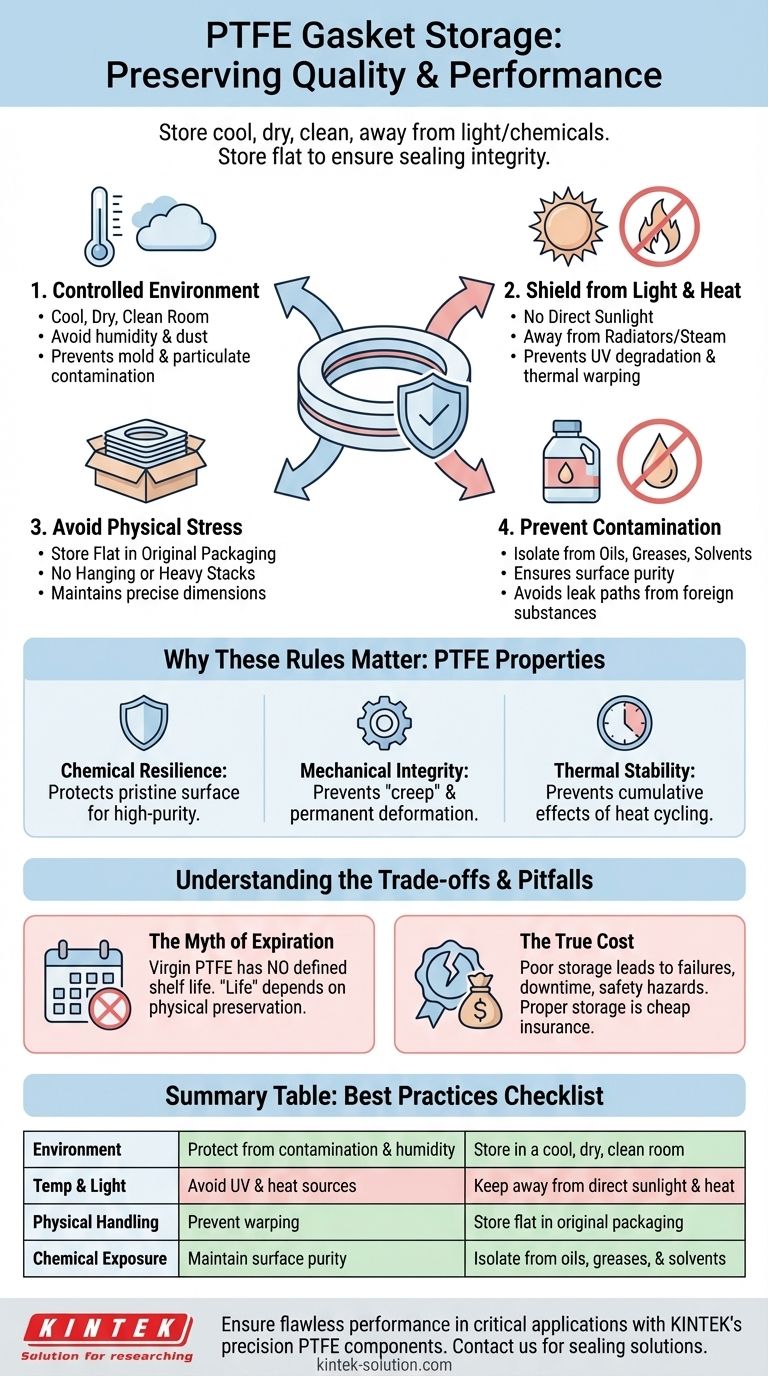 How should PTFE gaskets be stored to maintain their quality? Ensure Long-Term Sealing Reliability Visual Guide