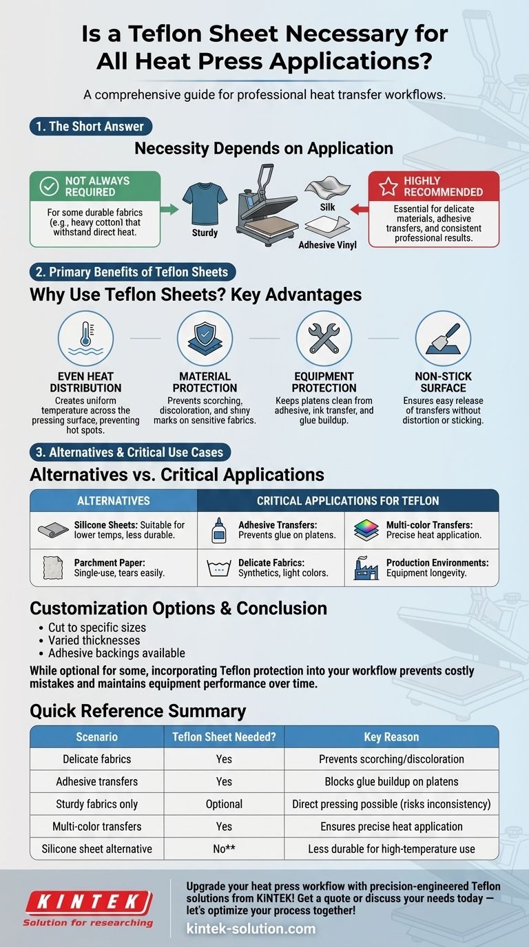 Un foglio di Teflon è necessario per tutte le applicazioni della termopressa? Protezione essenziale per risultati coerenti Guida Visiva