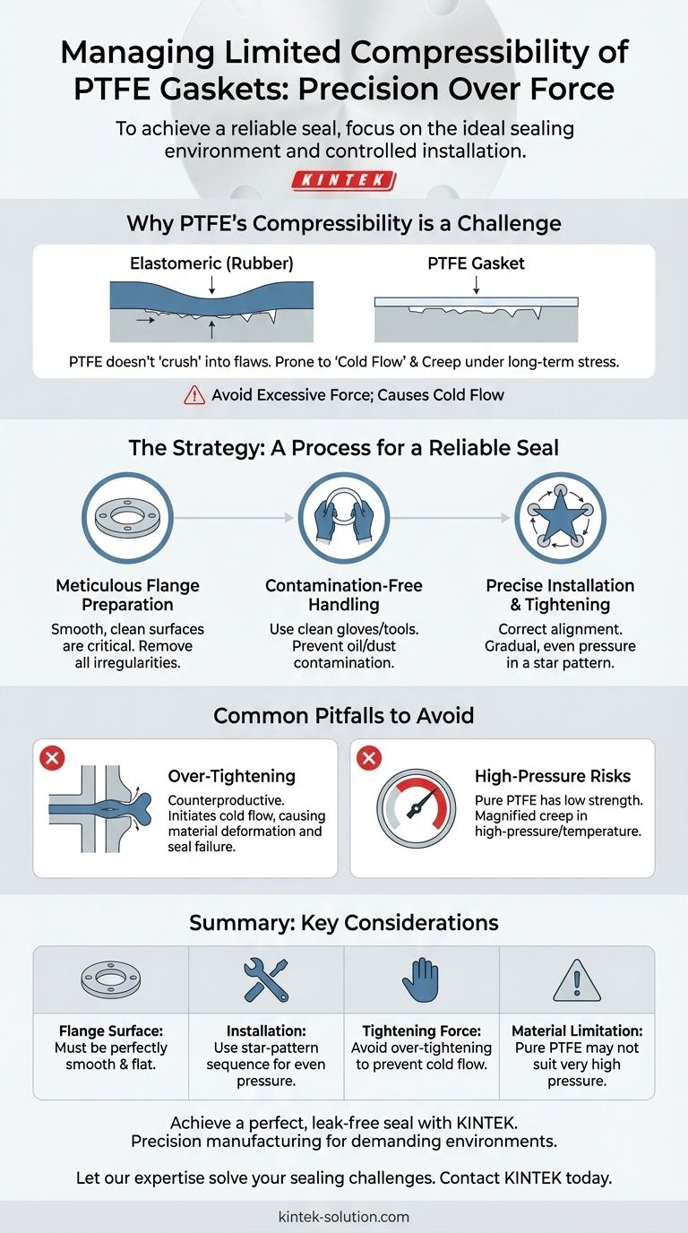 PTFE 개스킷의 제한된 압축성을 어떻게 관리할 수 있을까요? 완벽한 성능을 위한 정밀 밀봉 마스터하기 시각적 가이드